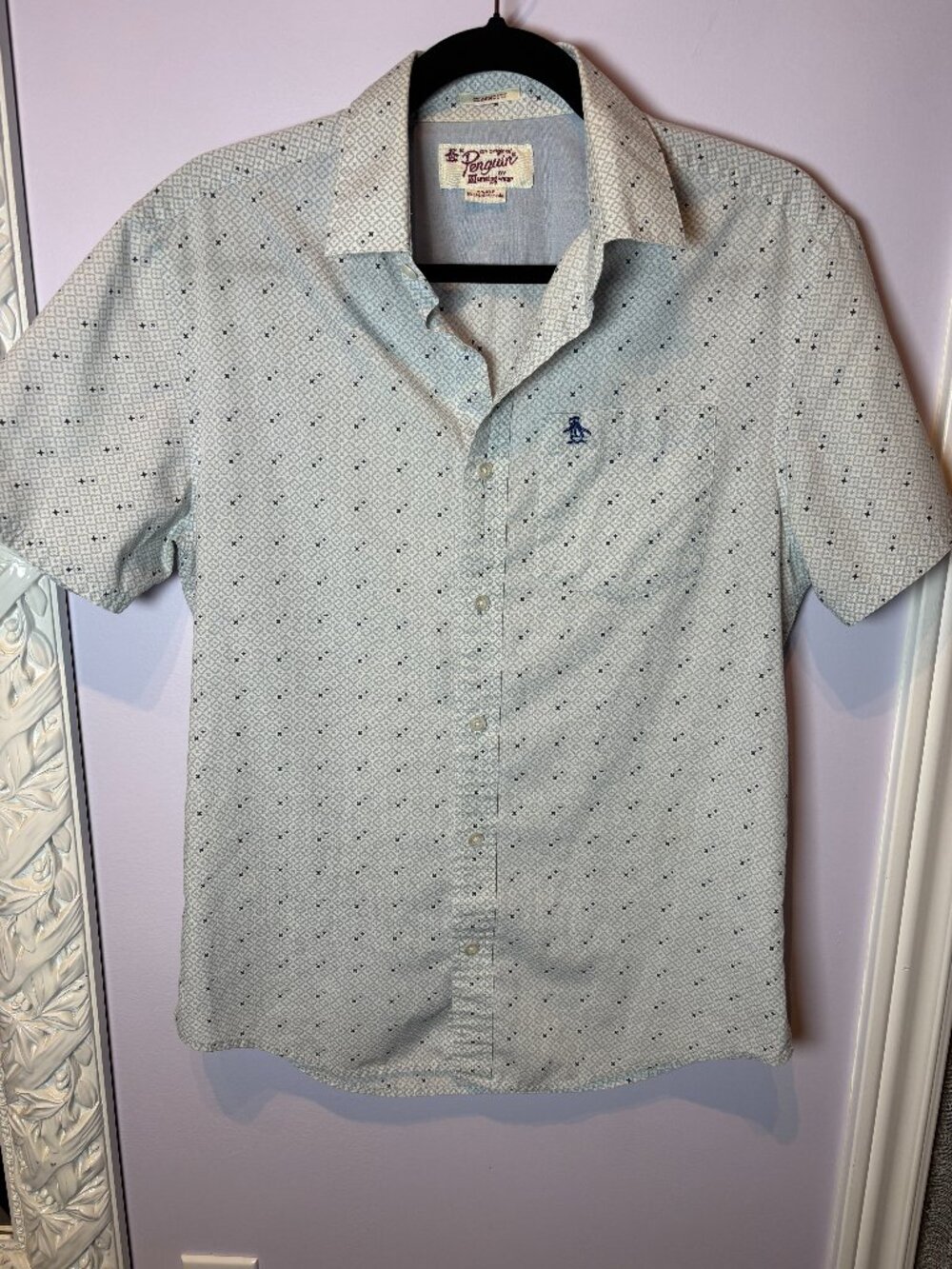 Mens Peguin Button Up Casual Minimalist Tshirt Size Small